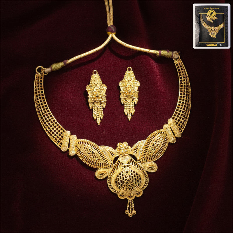 Meshwork Choker Necklace Set – Handcrafted Design for Festive & Bridal Looks