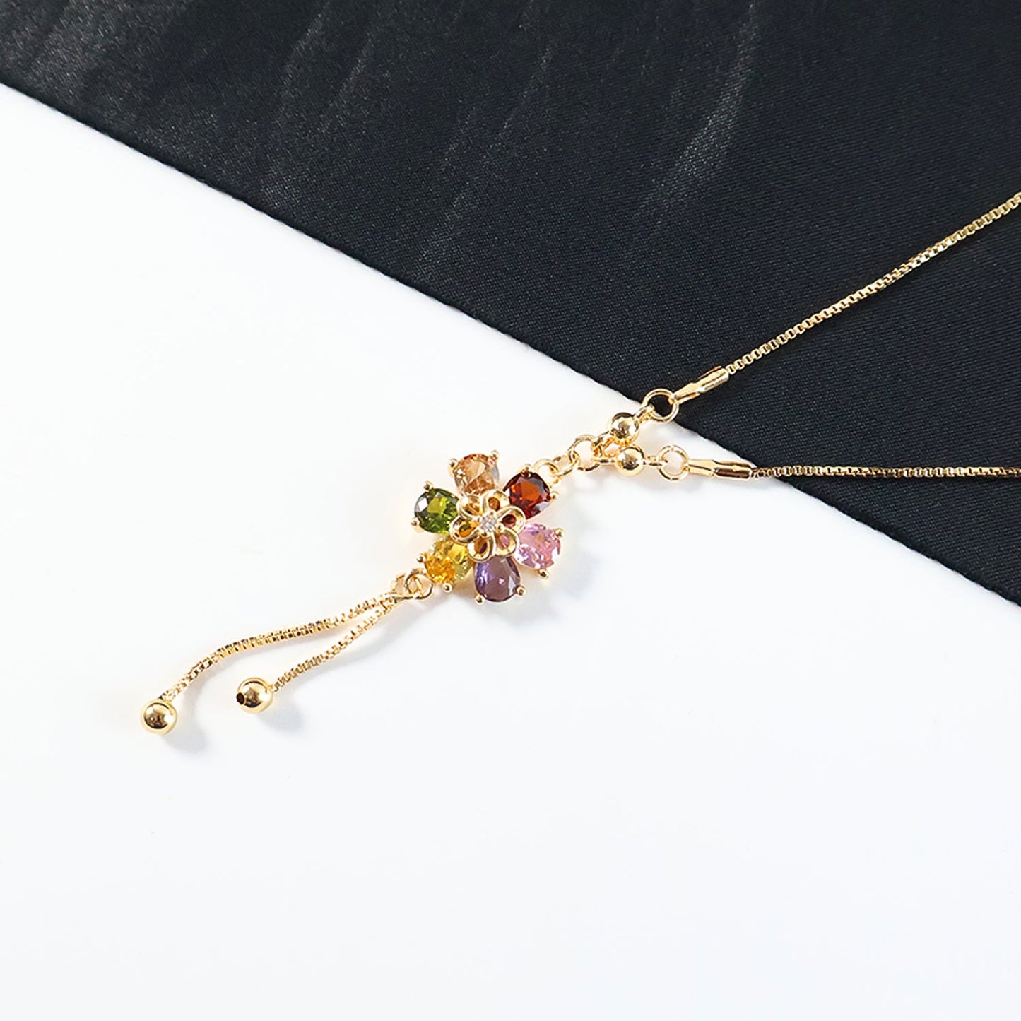 Artificial Gold Multicolor Pendant Necklace for Women