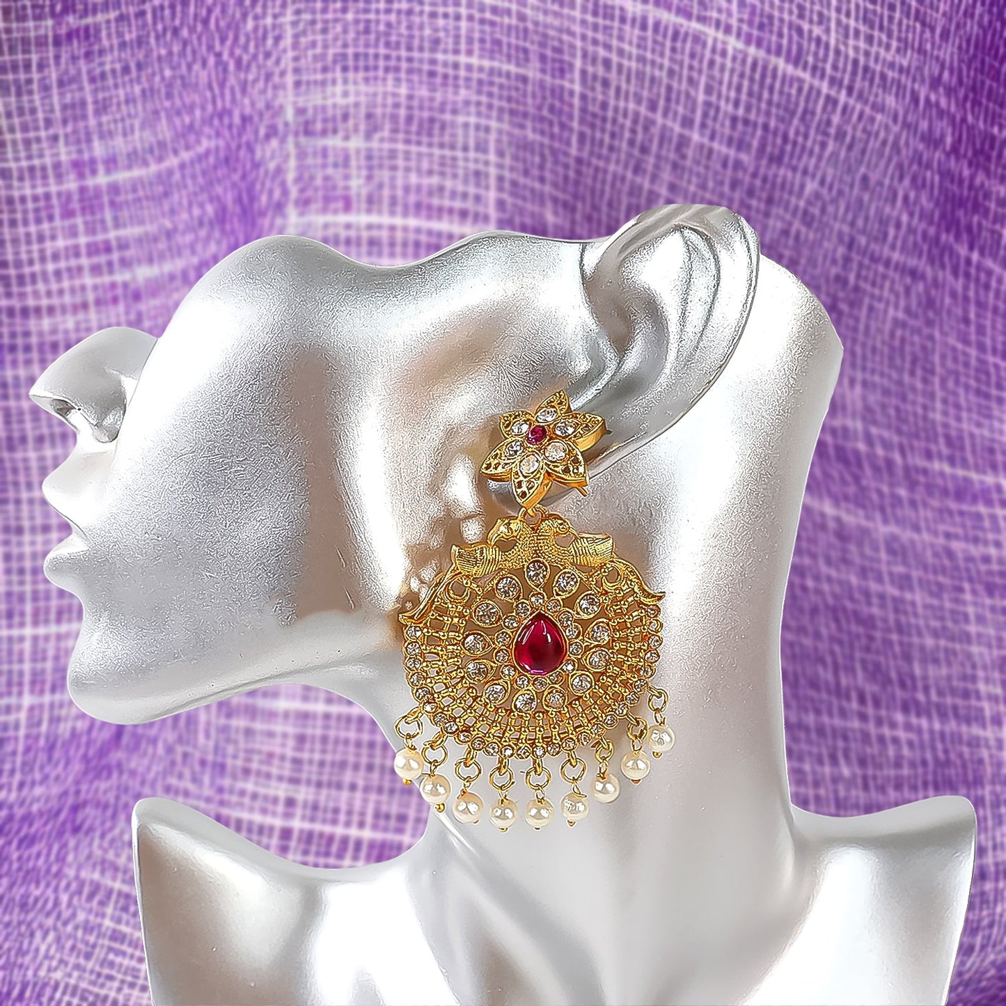 Traditional Artificial Gold Plated Chandbali Earrings