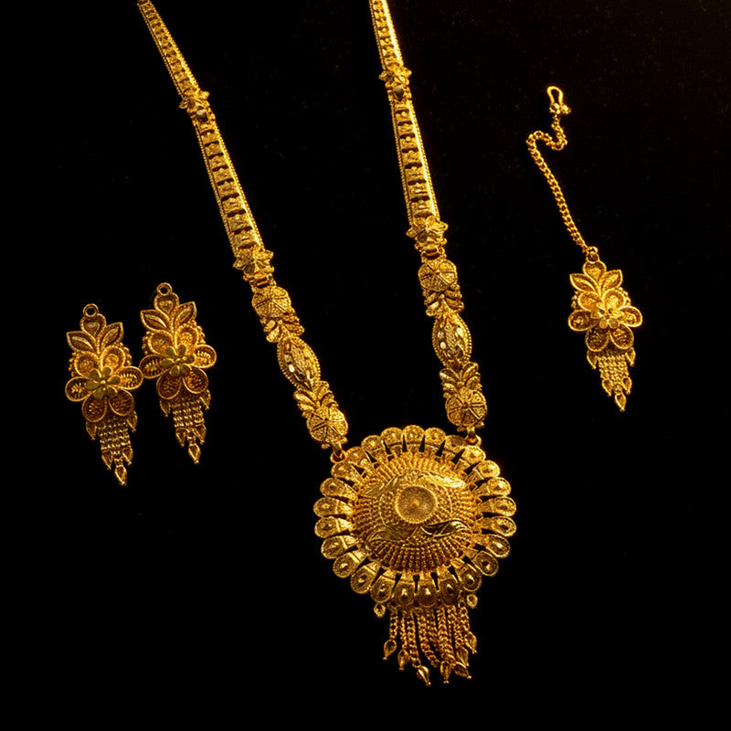 Artificial Golden Radiance Round Mandala Necklace Set – Trending Festive & Bridal Jewellery