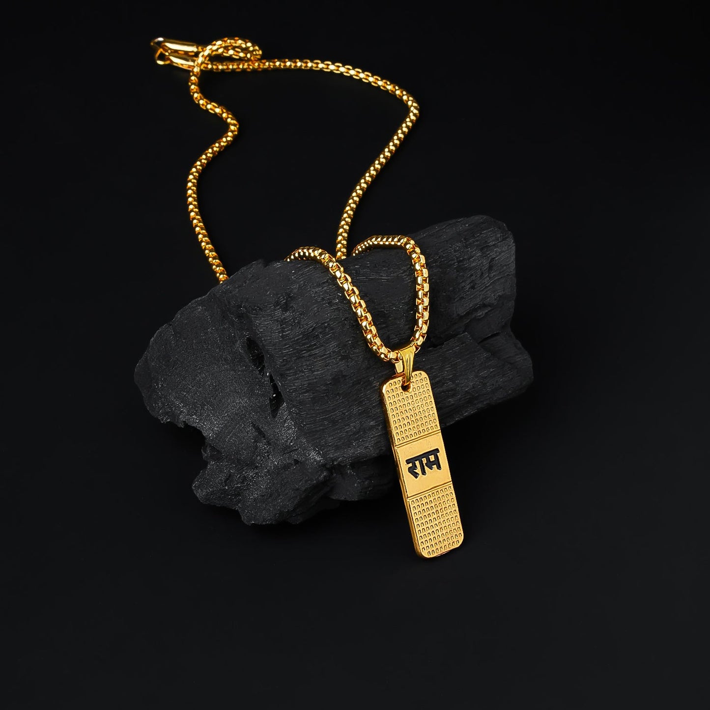 Artificial Golden Ram Naam Locket With Chain (1 Pc)