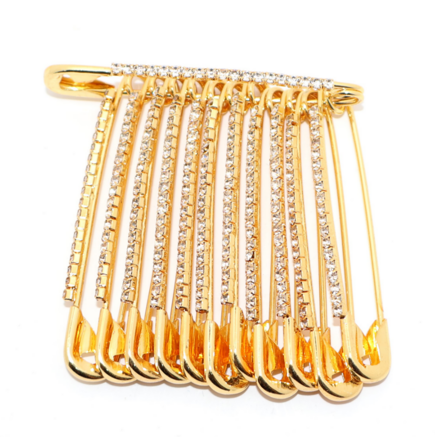 Artificial Gold Crystal Dangle Saree Pin Brooch - Chic Rhinestone Cascade Pin