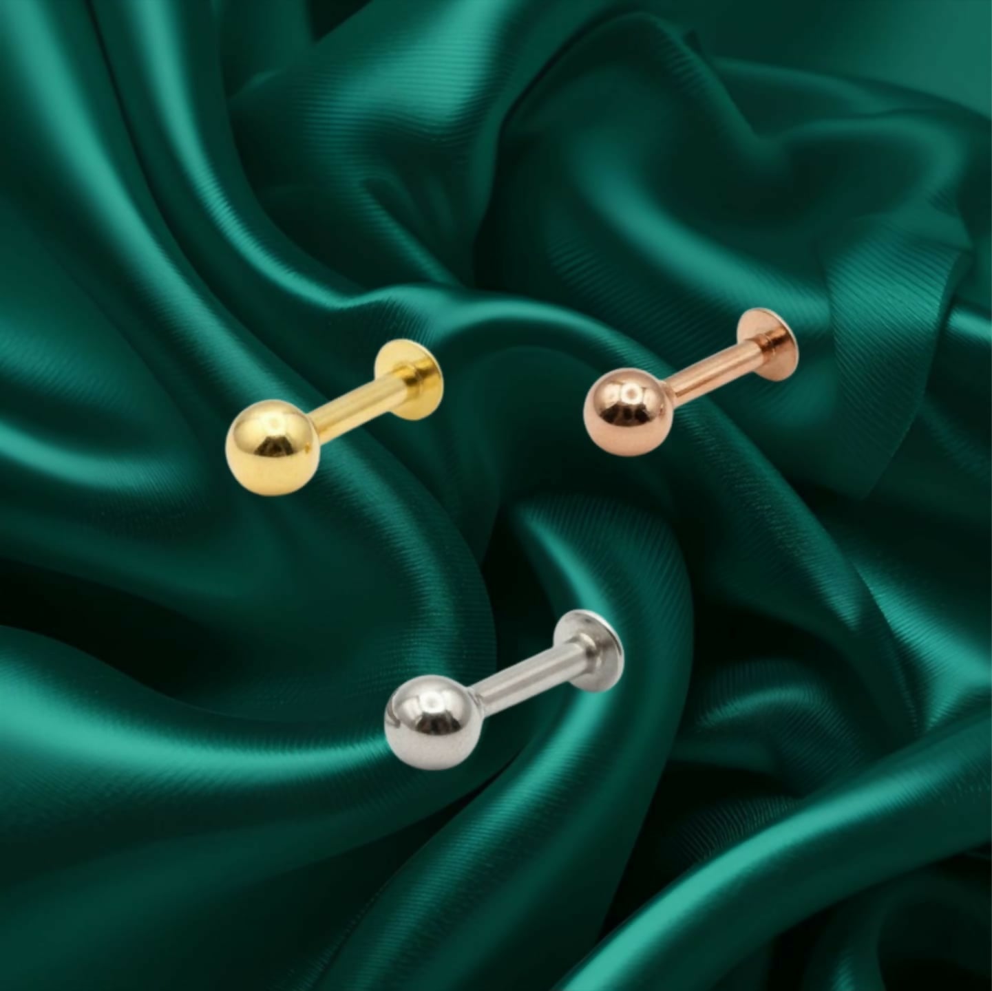silver , Artificial Gold and rose Artificial Gold plated Nosepin Stud for women and girls Combo Pack of 3