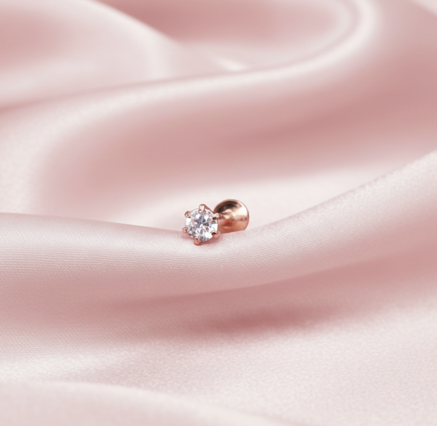 Rose Artificial Gold Flat Back AD Labret Stud earing for women and girls