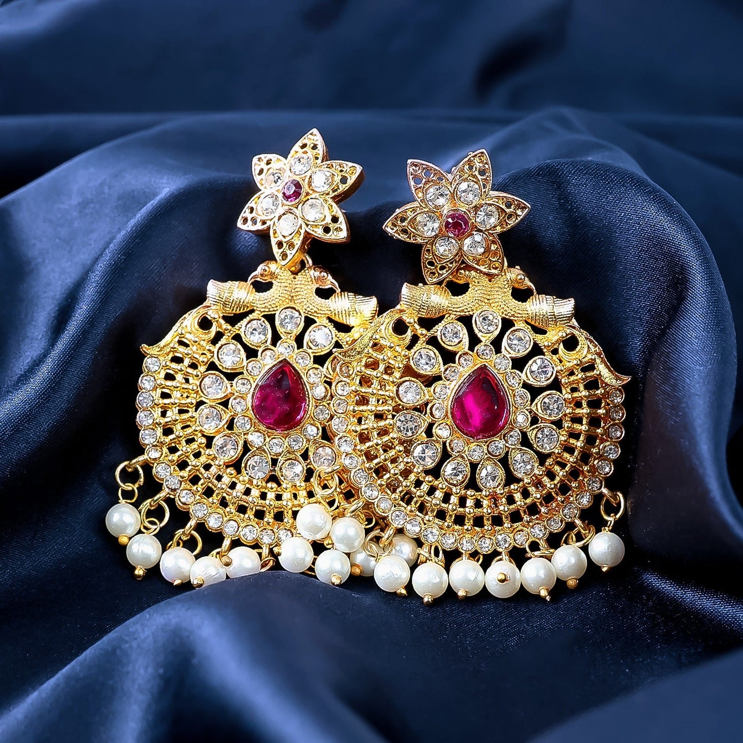Traditional Artificial Gold Plated Chandbali Earrings