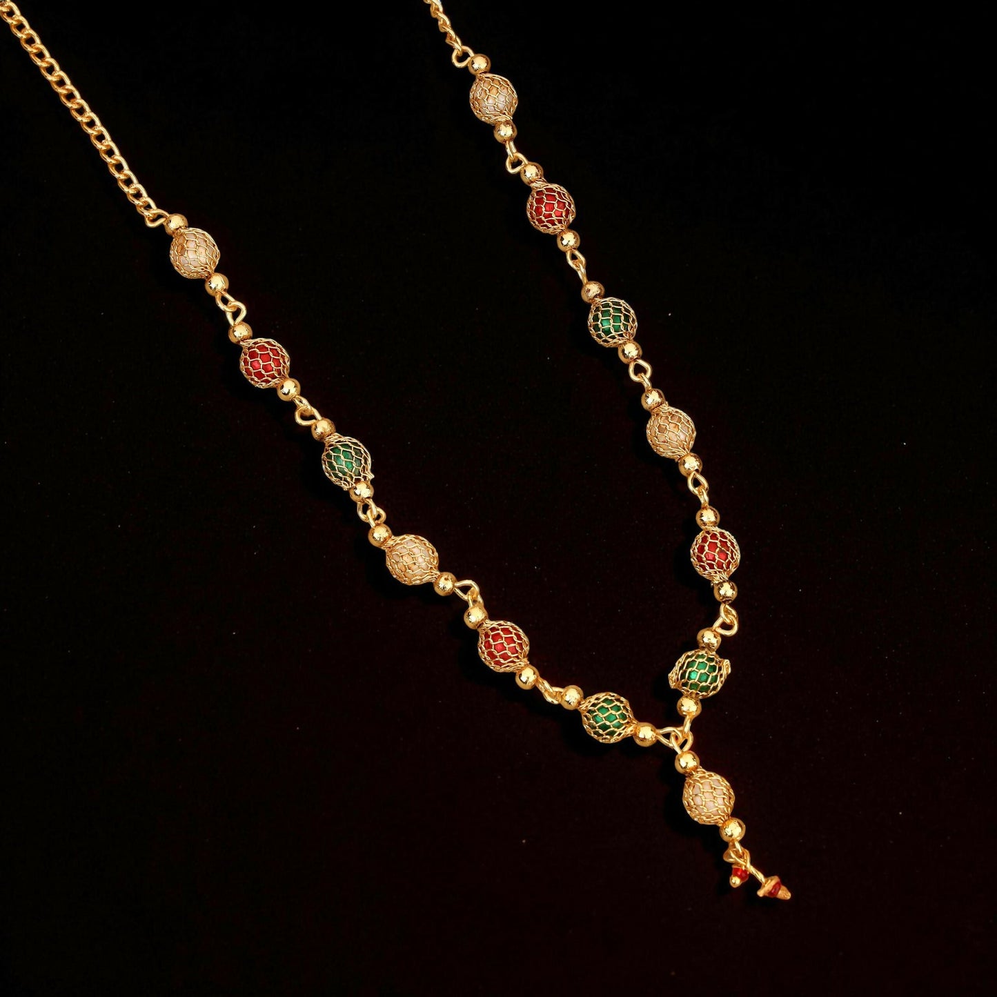 Rose Artificial Gold-Toned Pave AD Tassel Choker Set