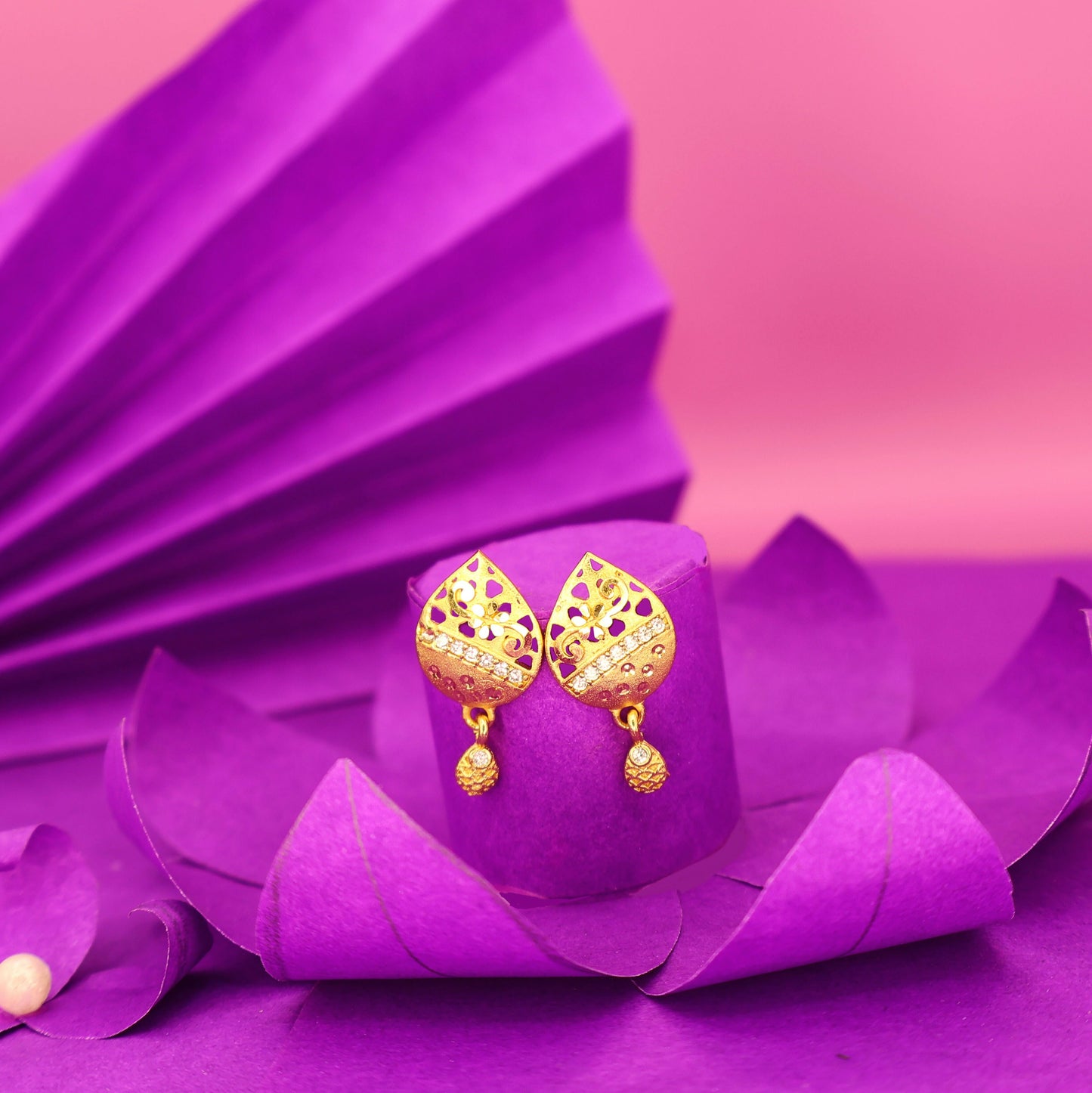 Artificial Gold Plated Filigree Drop Earrings with AD for women and girls