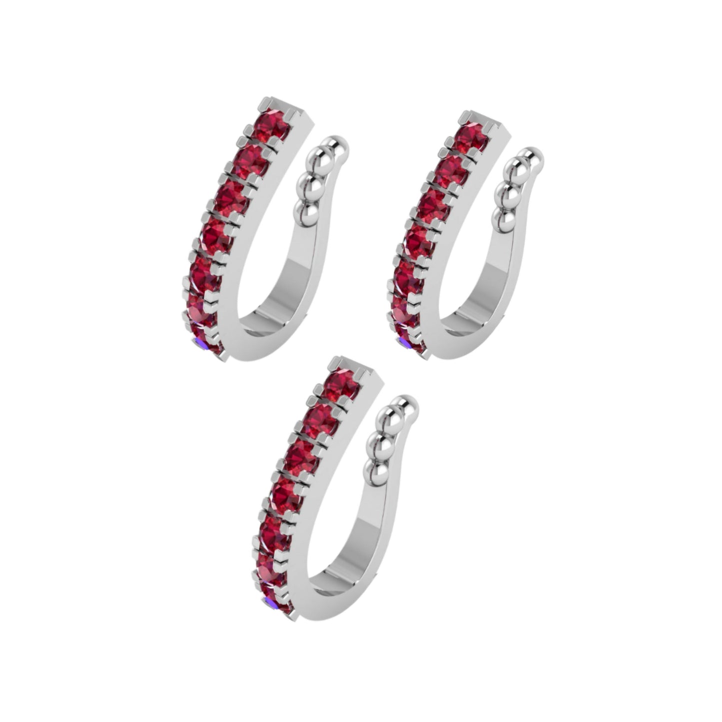 Rose Artificial Gold Pink CZ Floral Non-Pierced Clip-On Nose Ring/Pin Combo Pack of 3