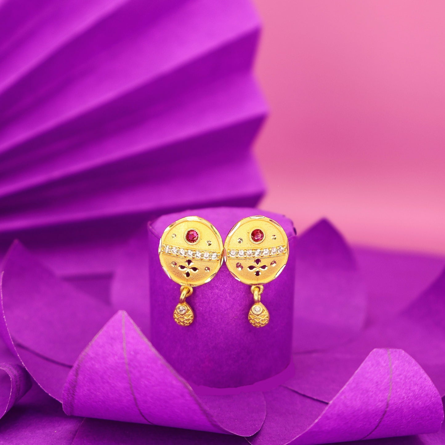 Artificial Gold Plated Stud Earrings with AD for women and girlsfor women and girls
