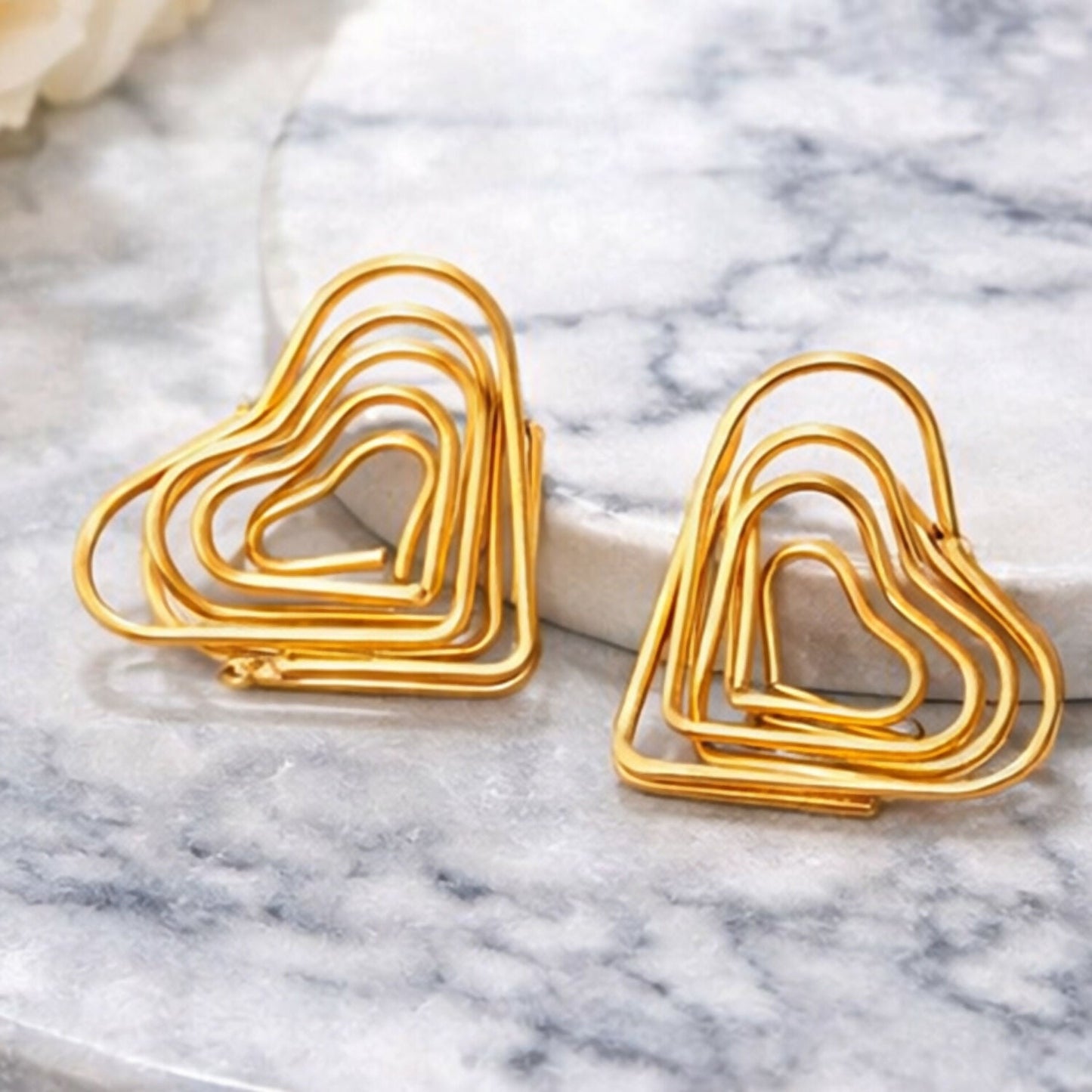 Elegant Artificial Gold Finish Heart Shape Bali Earrings for Women | Lightweight Fashion Earrings | Party & Daily Wear