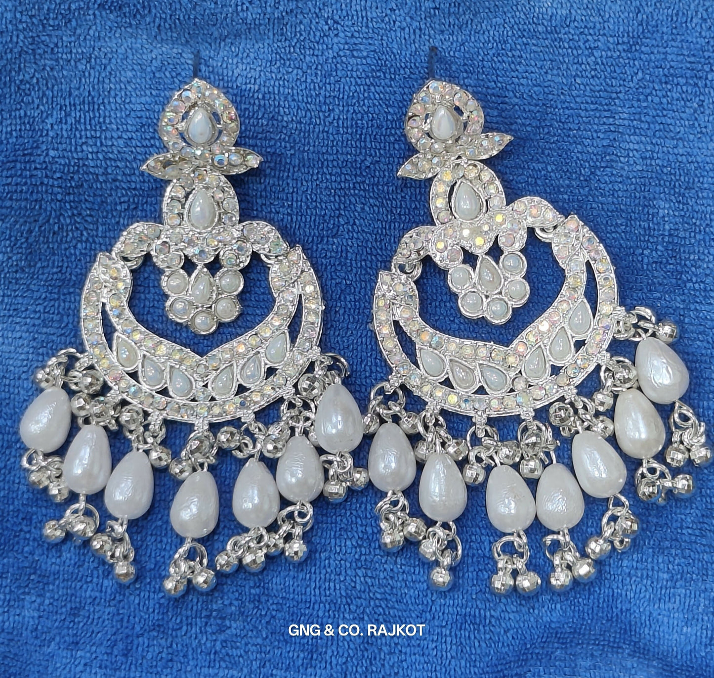 White Artificial Gold jhumka Earrings