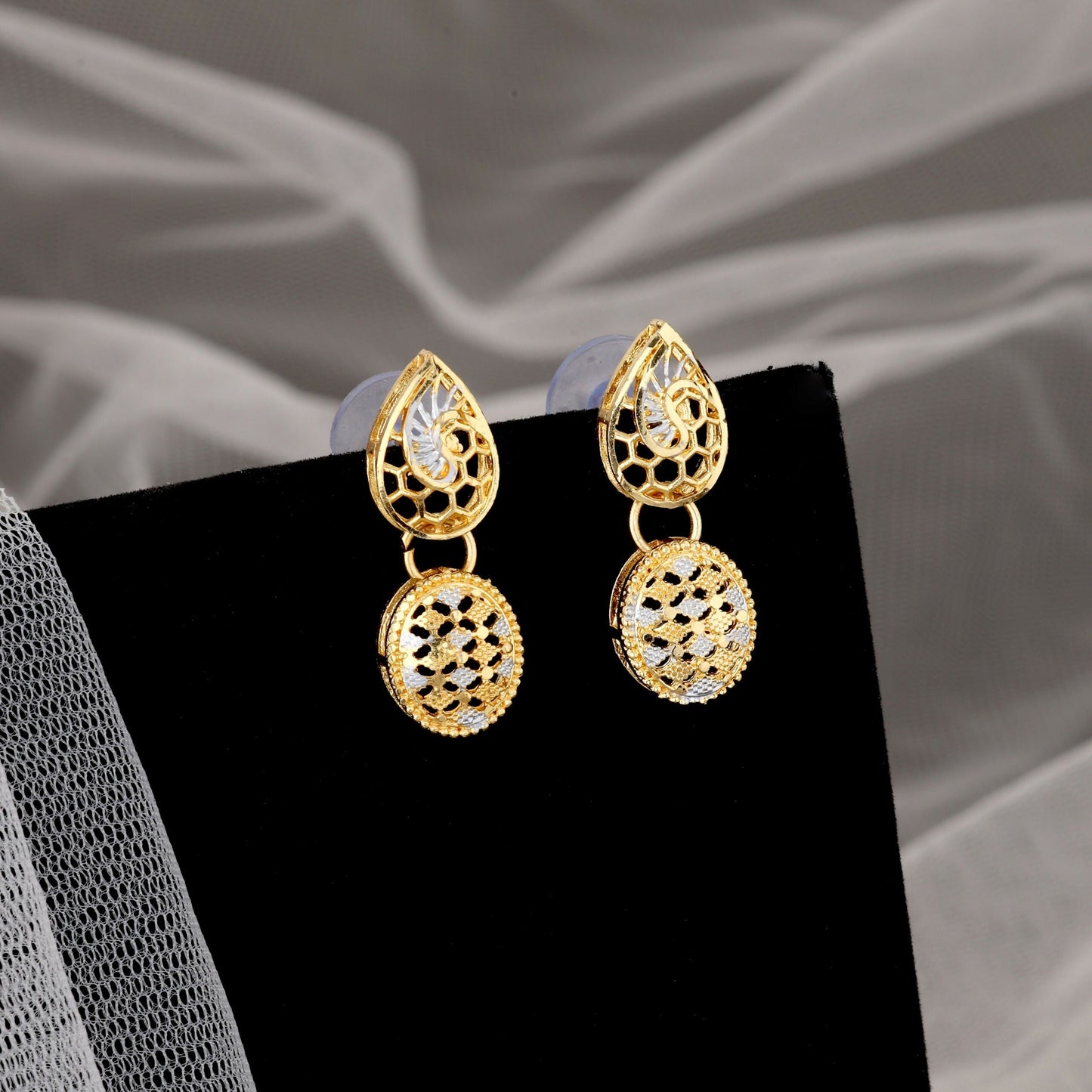 Dual-Tone Artificial Gold Plated Geometric Pattern Link Necklace Set