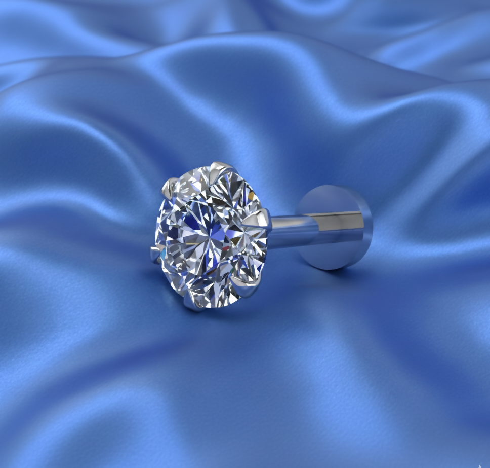 silver plated AD Nosepin stud Artificial Gold Flat Back for women and girls