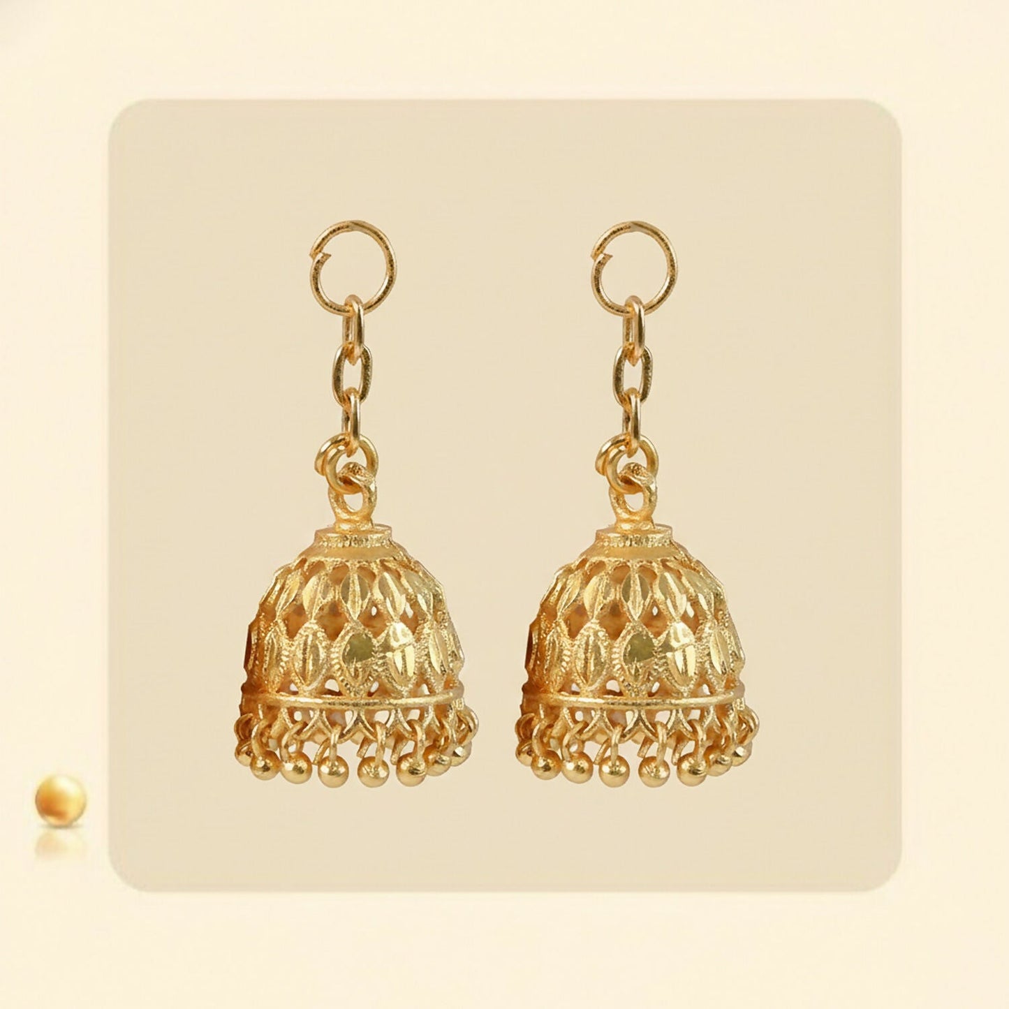 Traditional Artificial Gold-Finish Jhumka with Intricate Cutwork Design