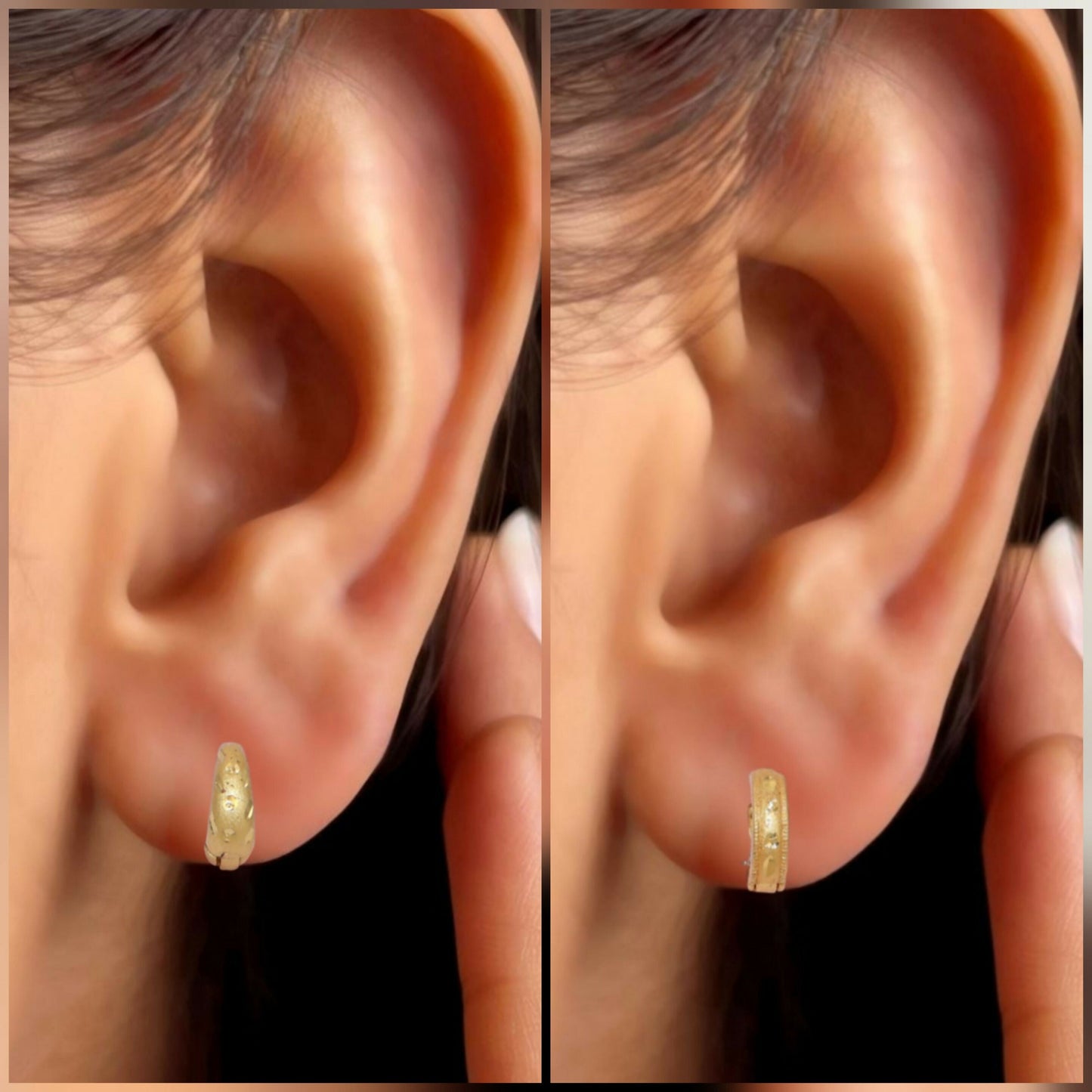 Mini Artificial Gold Huggie Hoop Earrings kan ki bali with AD bali combo pack of 2
