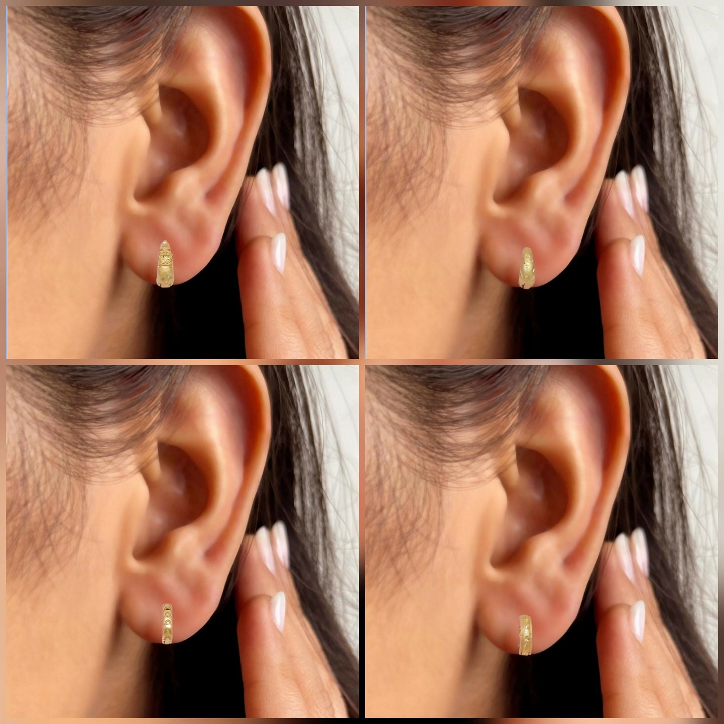 Artificial Gold AD bali Huggie Hoop Earrings kan ki bali for women and girls Combo Pack of 4