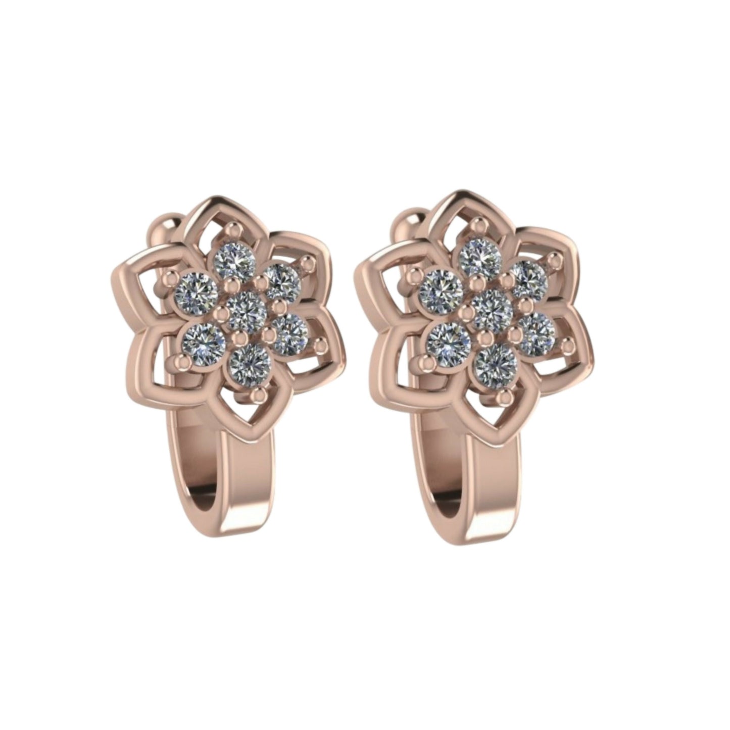 2Pc Non-Piercing Nose Ring Set Floral & Cuff Artificial Gold Silver AD