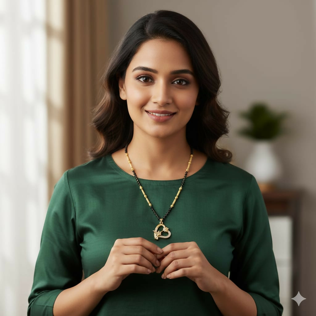 Artificial Gold Plated Hummingbird Heart Mangal sutra with AD For women