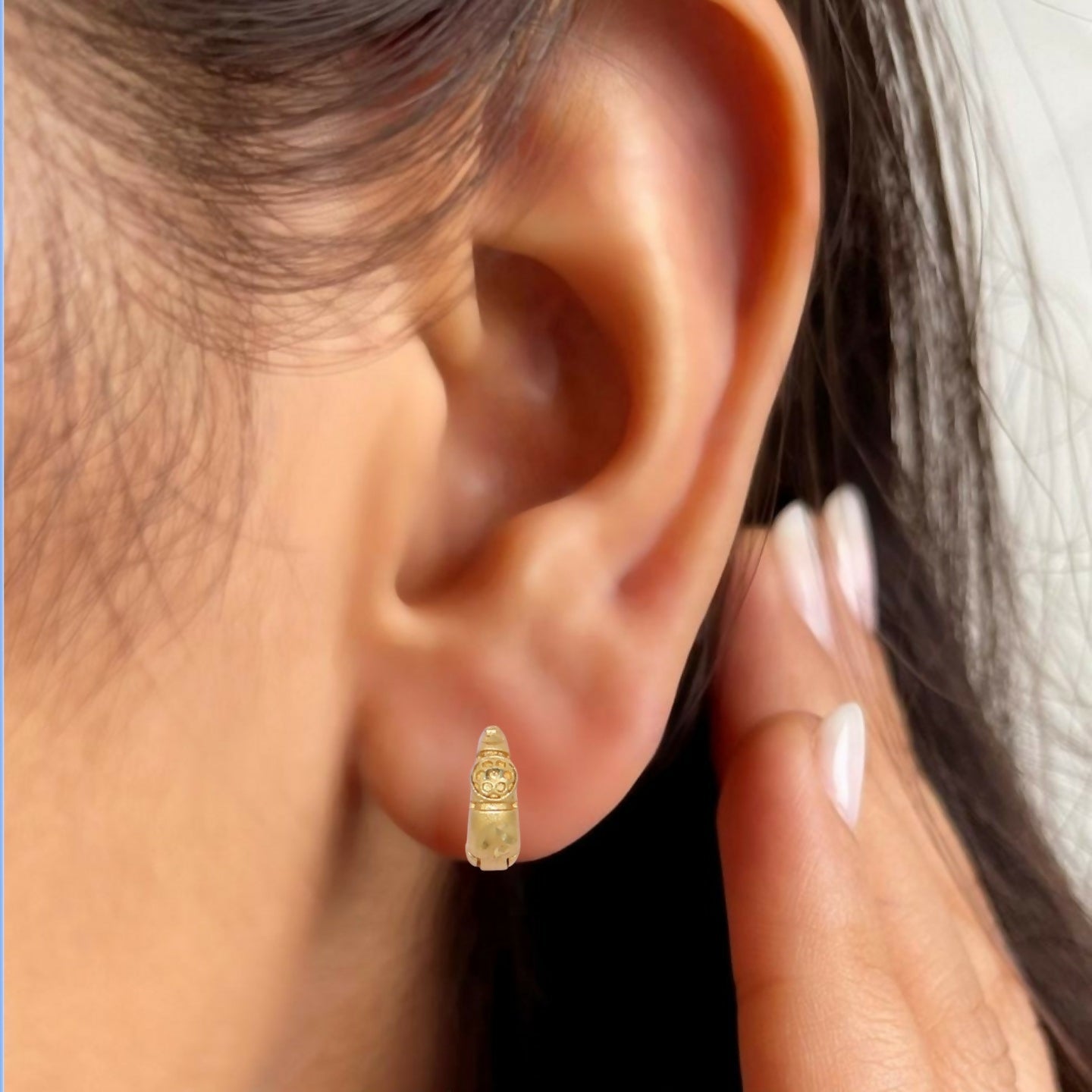 Artificial Gold Antique Floral AD Bali Hoop Earrings kan ki bali