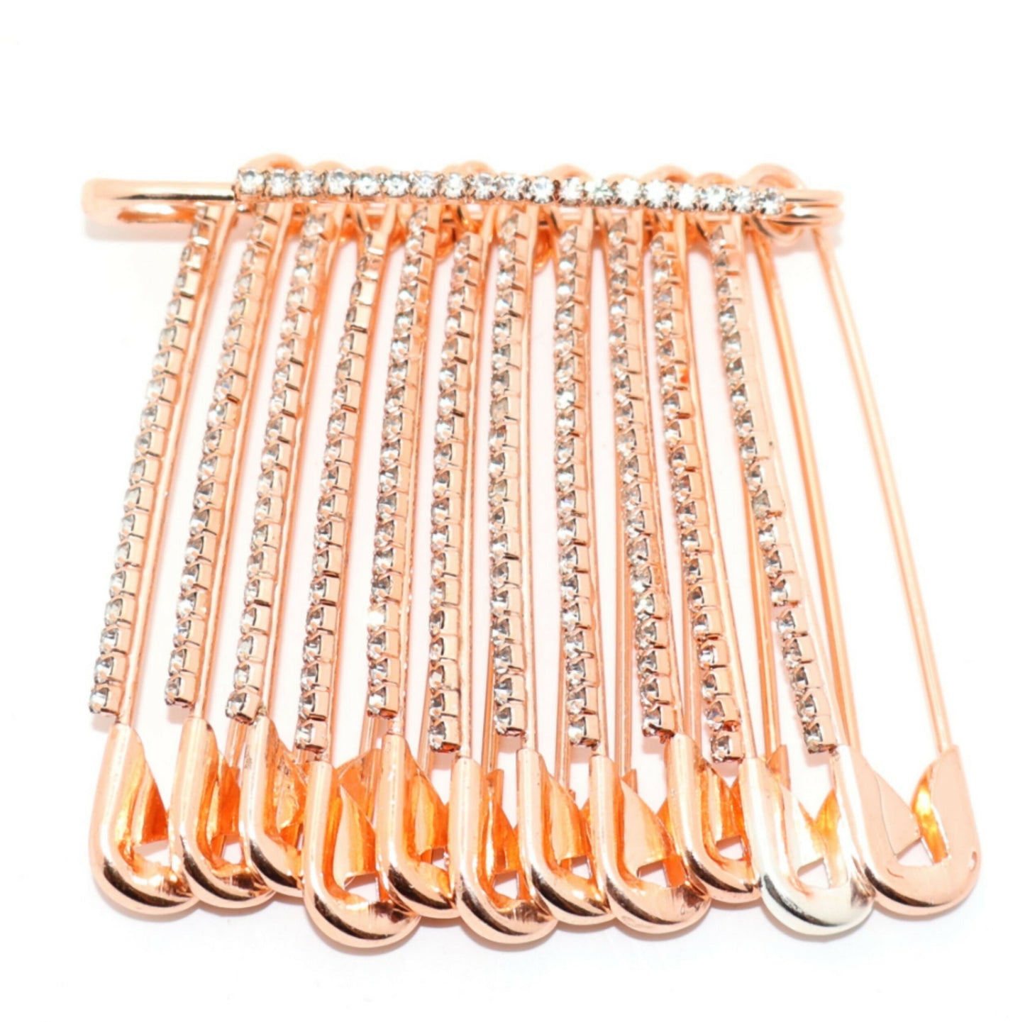 Rose Artificial Gold Rhinestone Saree Pin Brooch - Dangle Crystal Shawl Pin