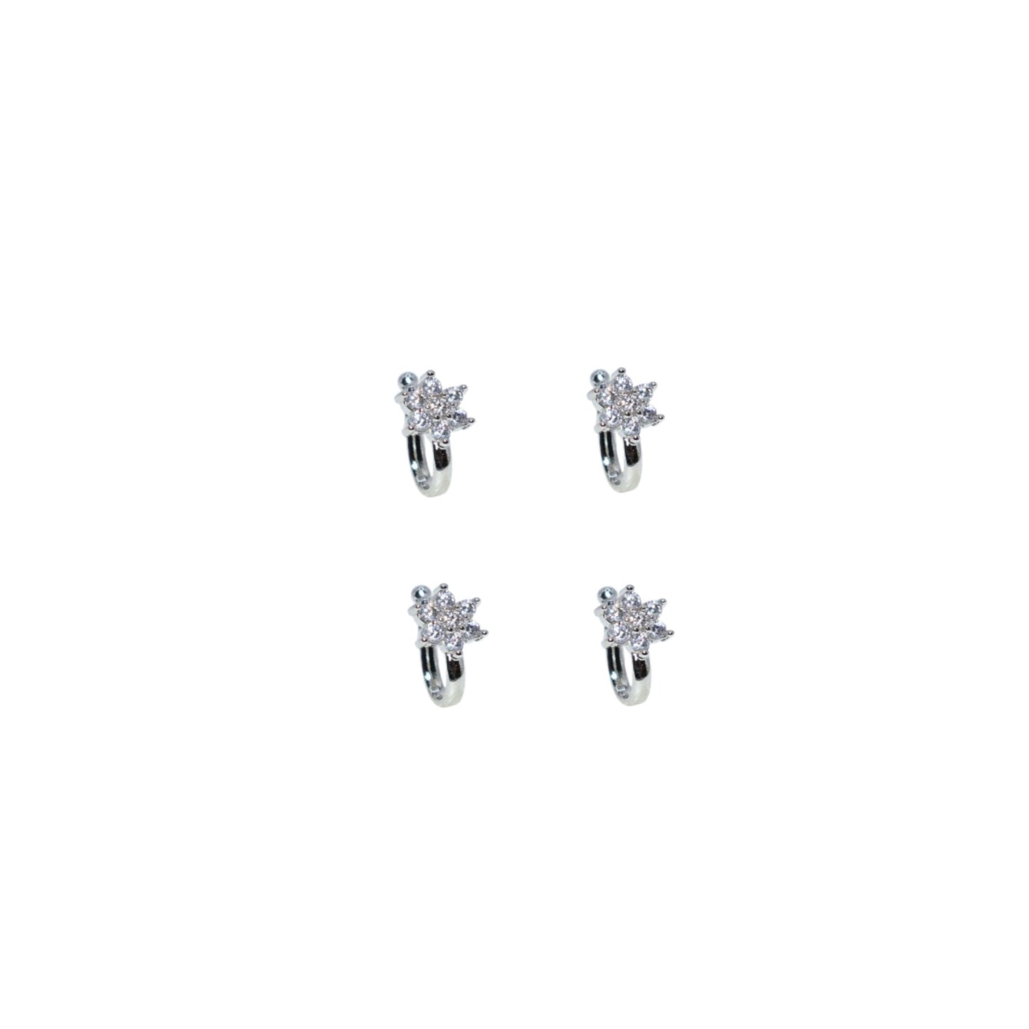 Artificial Gold Plated Ruby CZ Single Row Non-Pierced Nose Cuff/Ring Combo Pack of 4