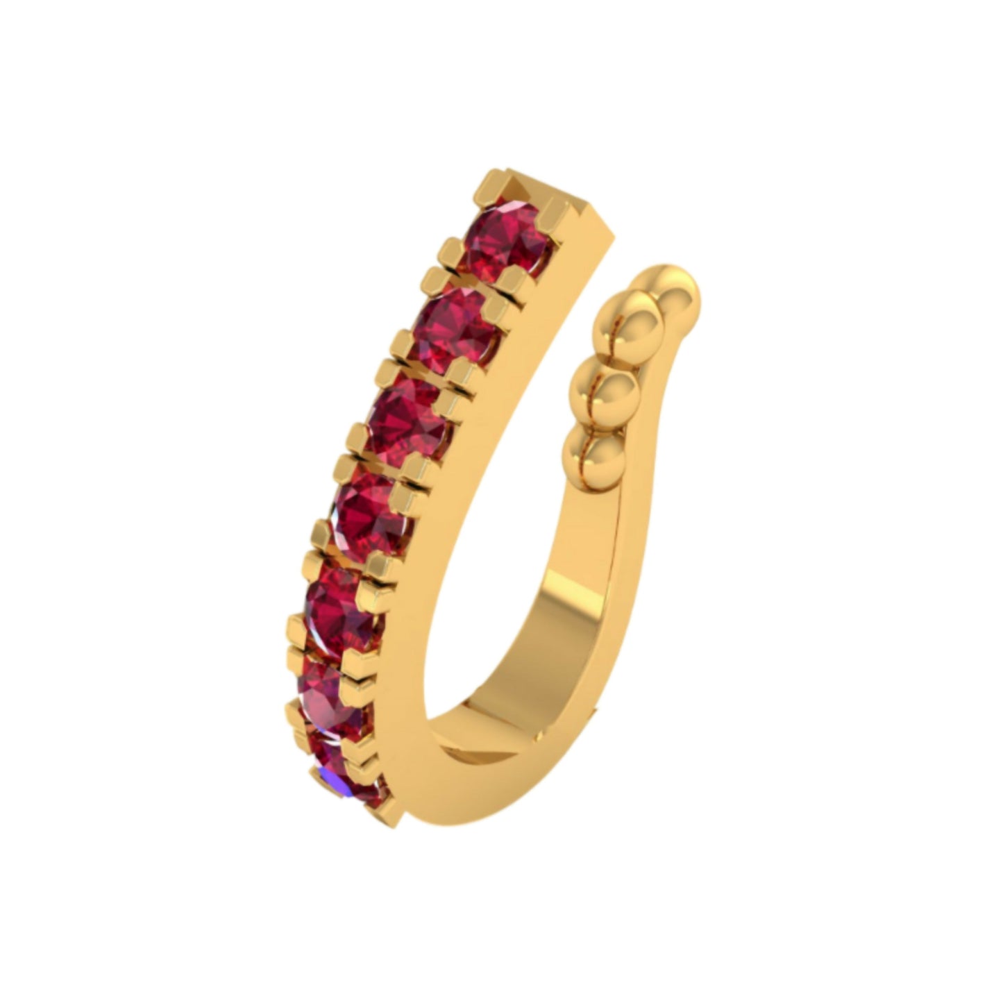Ruby Stone Artificial Gold Plated Nose Clip - Non-Piercing Nath