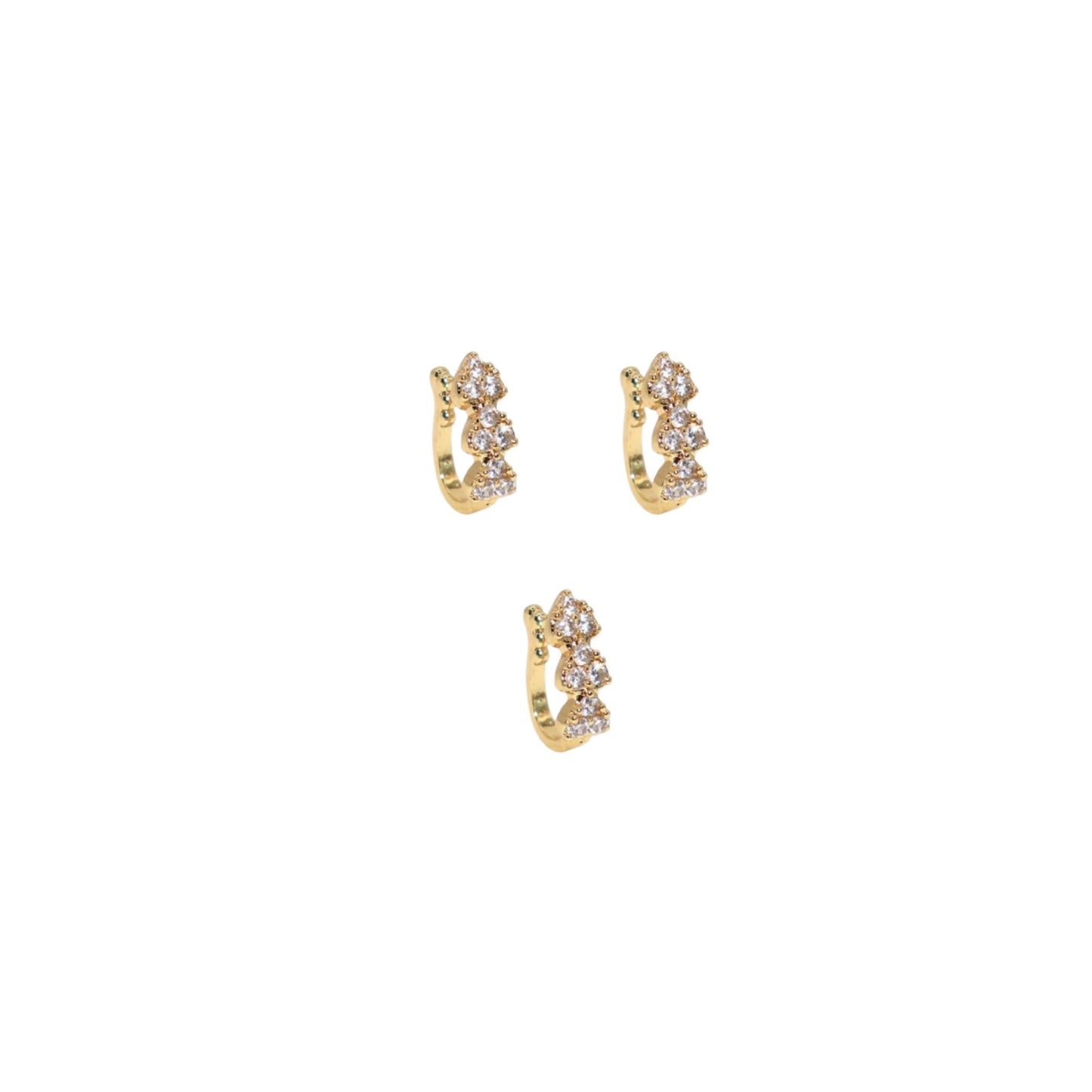 Artificial Gold Plated CZ Stone Floral Nose Clip/Non-Pierced Nath Combo Pack of 3