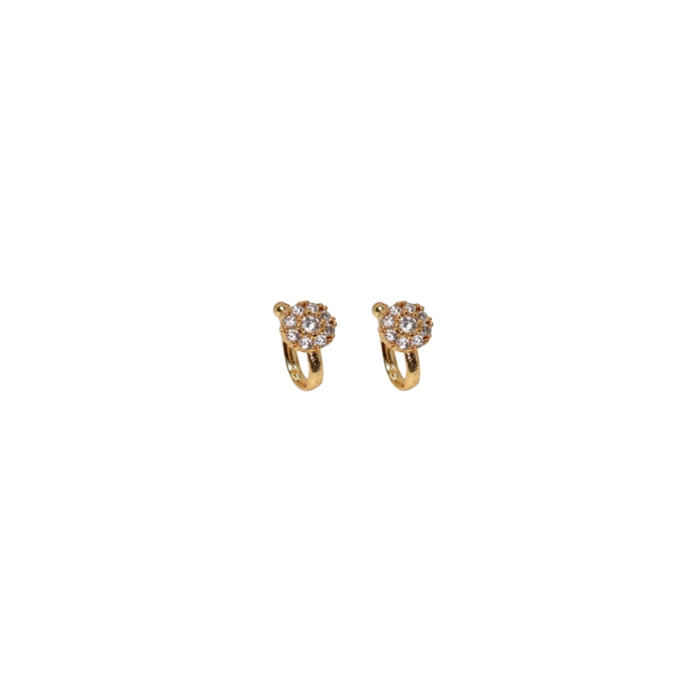 Artificial Gold Plated Non-Piercing CZ Crystal Cluster Nose Pin/Nath Combo Pack of 2