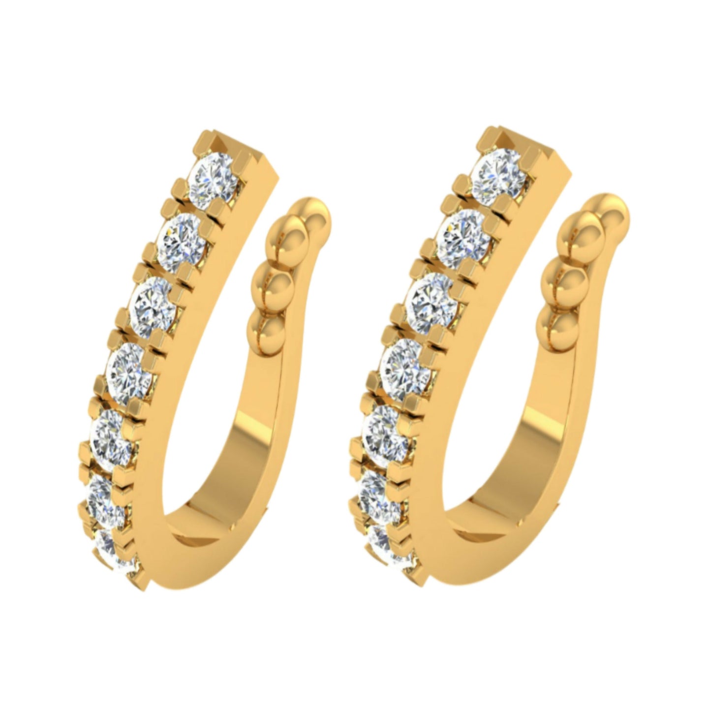 Artificial Gold-Plated CZ Lined Nose Ring Pair | Stylish Daily Wear Nosepins