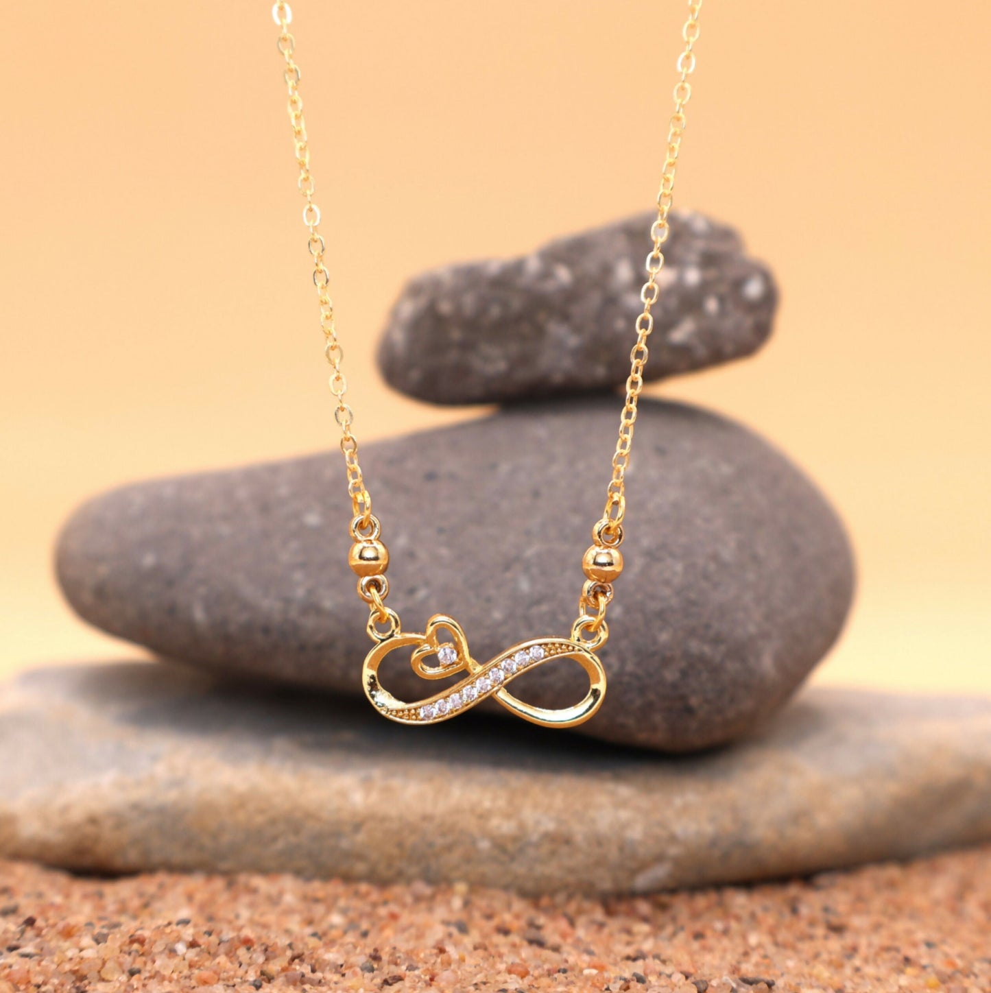Artificial Gold Plated Heart & Infinity Necklace with AD For women and girls