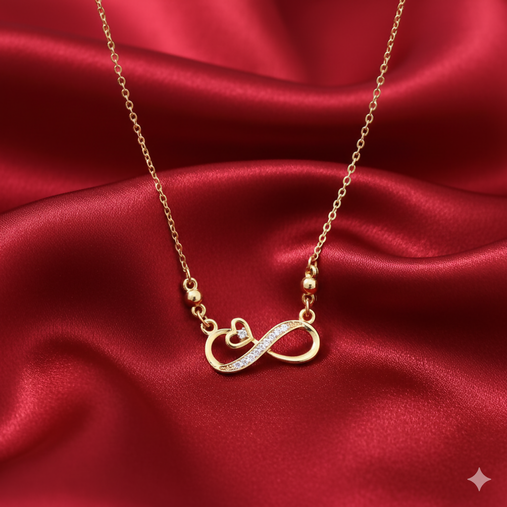 Artificial Gold Plated Heart & Infinity Necklace with AD For women and girls