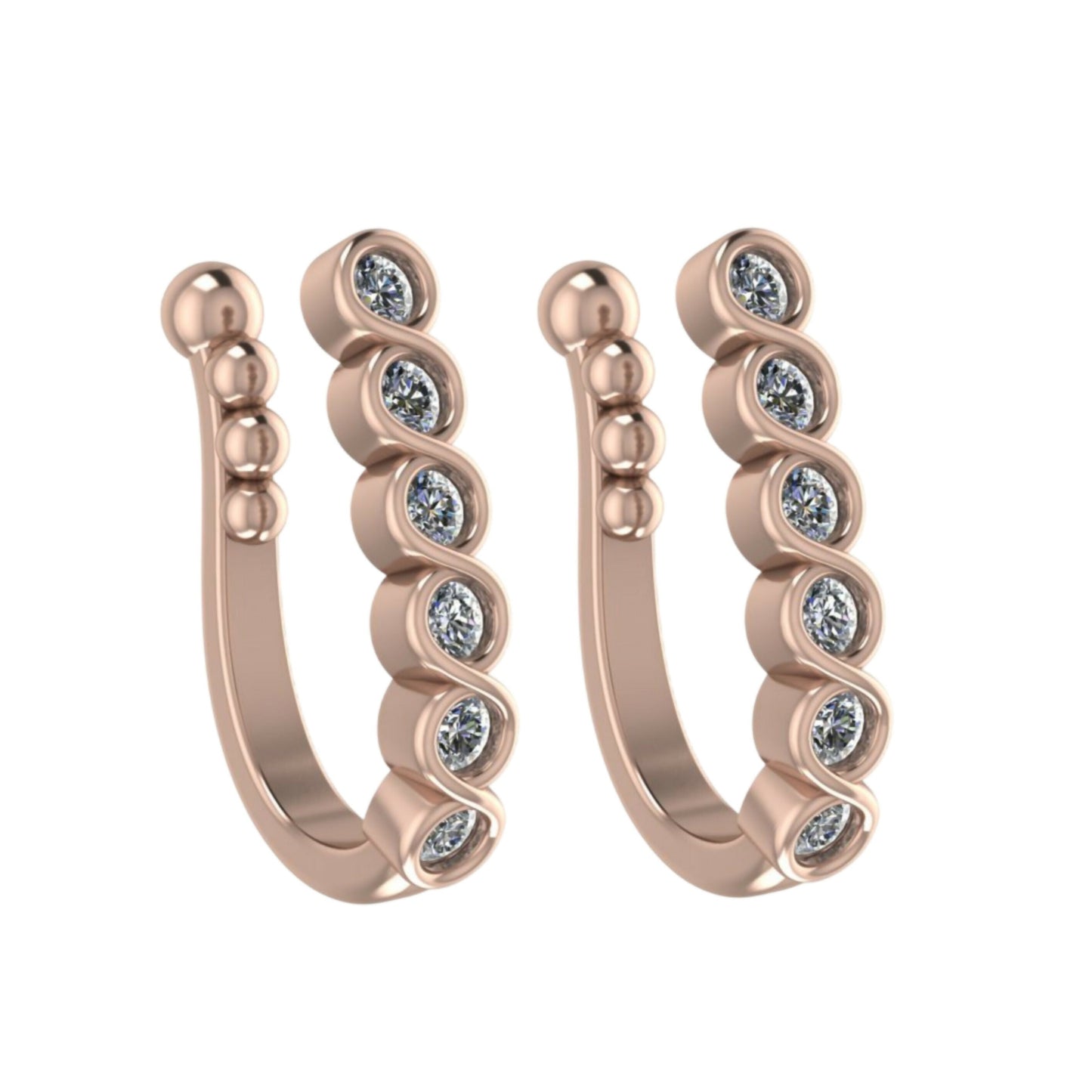 Clip On Nath Nose Pin Combo Artificial Gold Rose Silver ADFake Piercing Combo Pack of 2