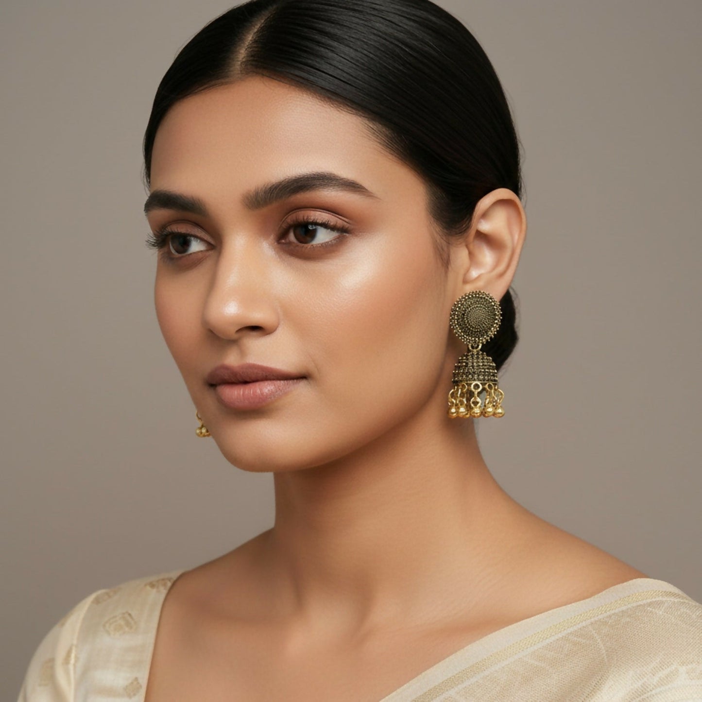 Traditional Artificial Gold Finish Jhumka Earrings