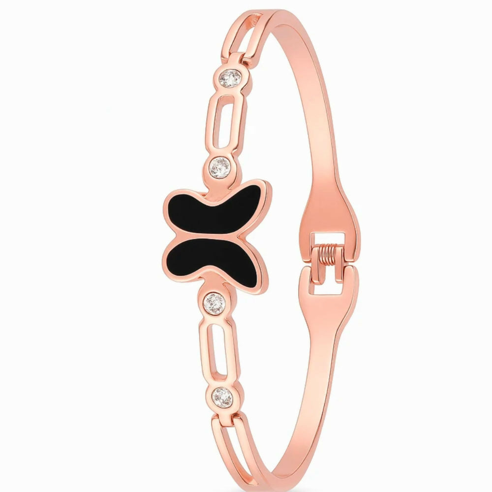 Stainless Steel Rose Artificial Gold Plated Kada Bracelet For Girls And Women