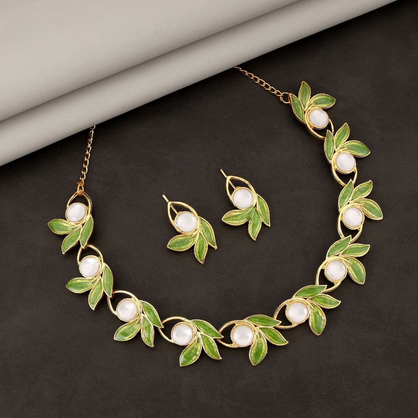 Artificial Gold-Toned American Diamond Floral Drop Set