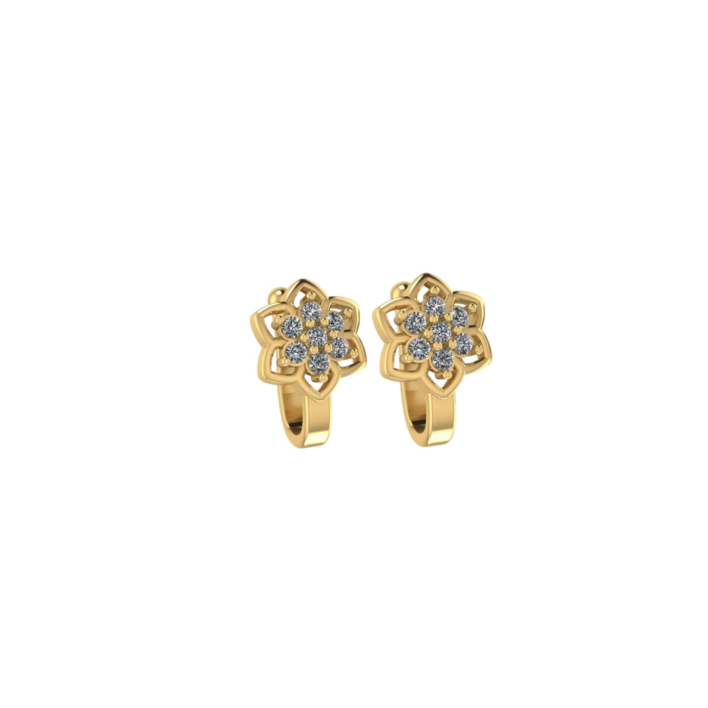 Artificial Gold Rose Silver Clip On Nath Nose Pin Set Pink/Red Stone Combo Pack of 2
