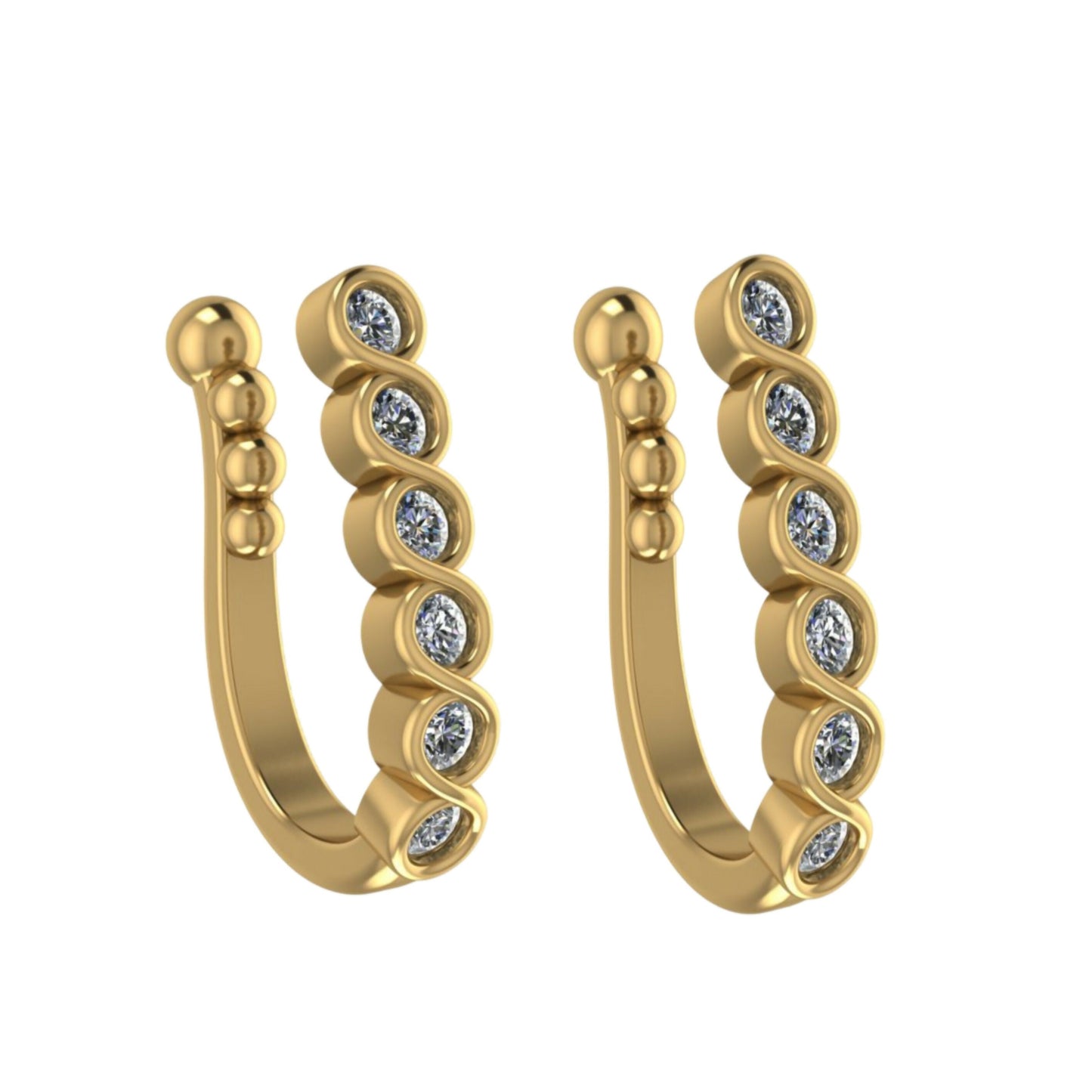 Wavy Diamond Clip-On Nose Ring | Artificial Gold Plated AD Non-Pierced
