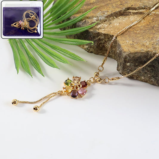 Artificial Gold Multicolor Pendant Necklace for Women