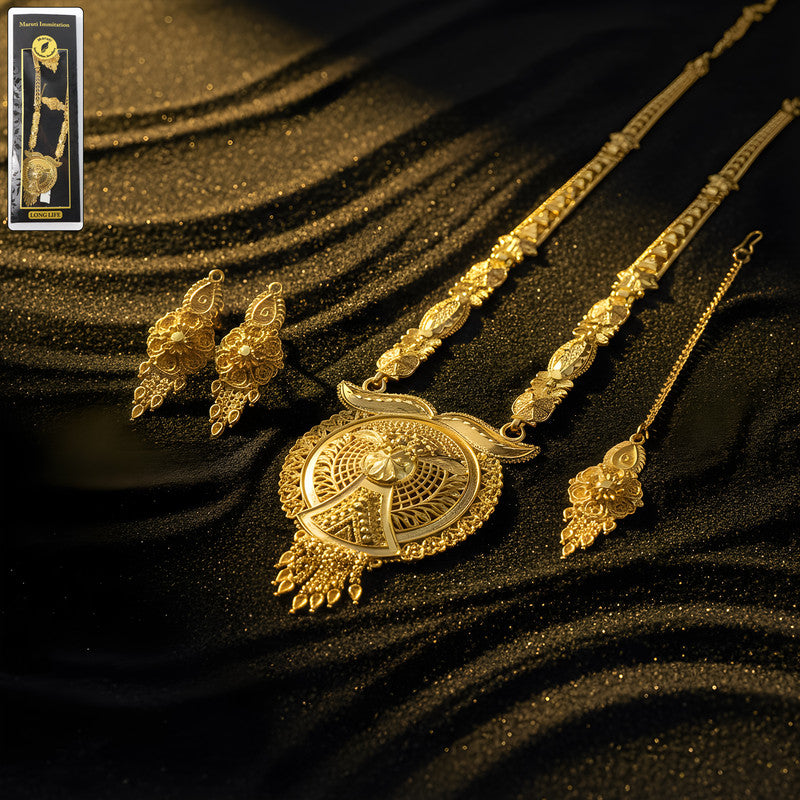 Artificial Golden Aura Regal Mandala Necklace Set – Trending Premium Bridal & Festive Jewellery