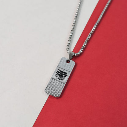Silver Plated Mahakaal Written Pendent With Chain (1 Pc)
