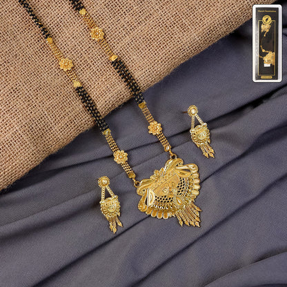 Elegant Traditional Mangalsutra Set with Grand Pendant & Matching Earrings