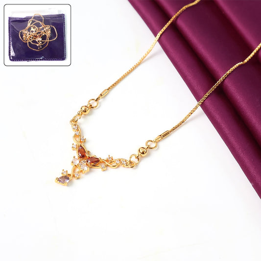 Elegant Butterfly Design   Artificial Gold-Plated Pendant Necklace for Women