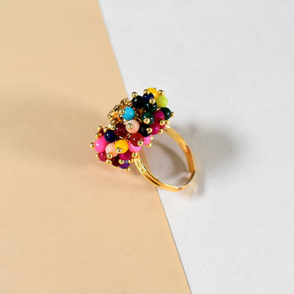 Elegant   Artificial Gold Plated Guchha Ring - Timeless Tradition