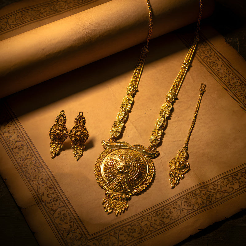 Artificial Golden Aura Regal Mandala Necklace Set – Trending Premium Bridal & Festive Jewellery