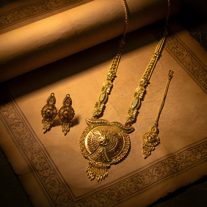 Artificial Golden Aura Regal Mandala Necklace Set – Trending Premium Bridal & Festive Jewellery