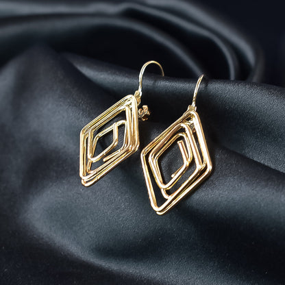 Diamound Shape   Artificial Gold Plated Modern Design Earrings