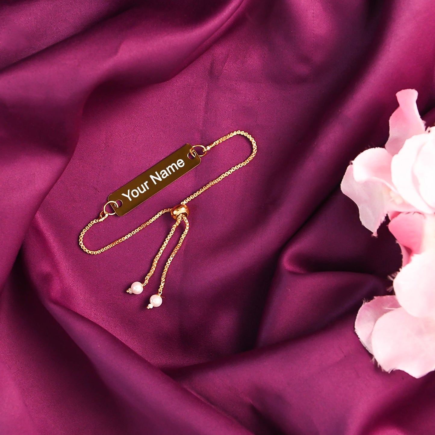 Custom  Artificial Gold-Tone Adjustable Name Bracelet – Personalized Unisex Jewelry