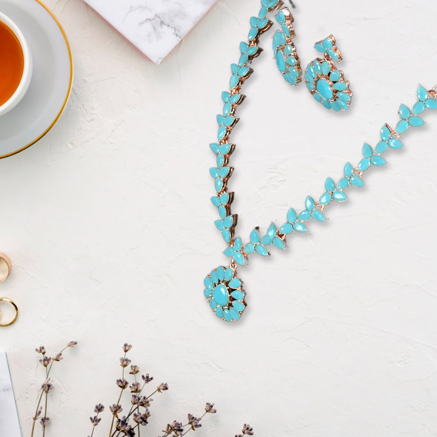 Sky Blue Elegance Necklace Set