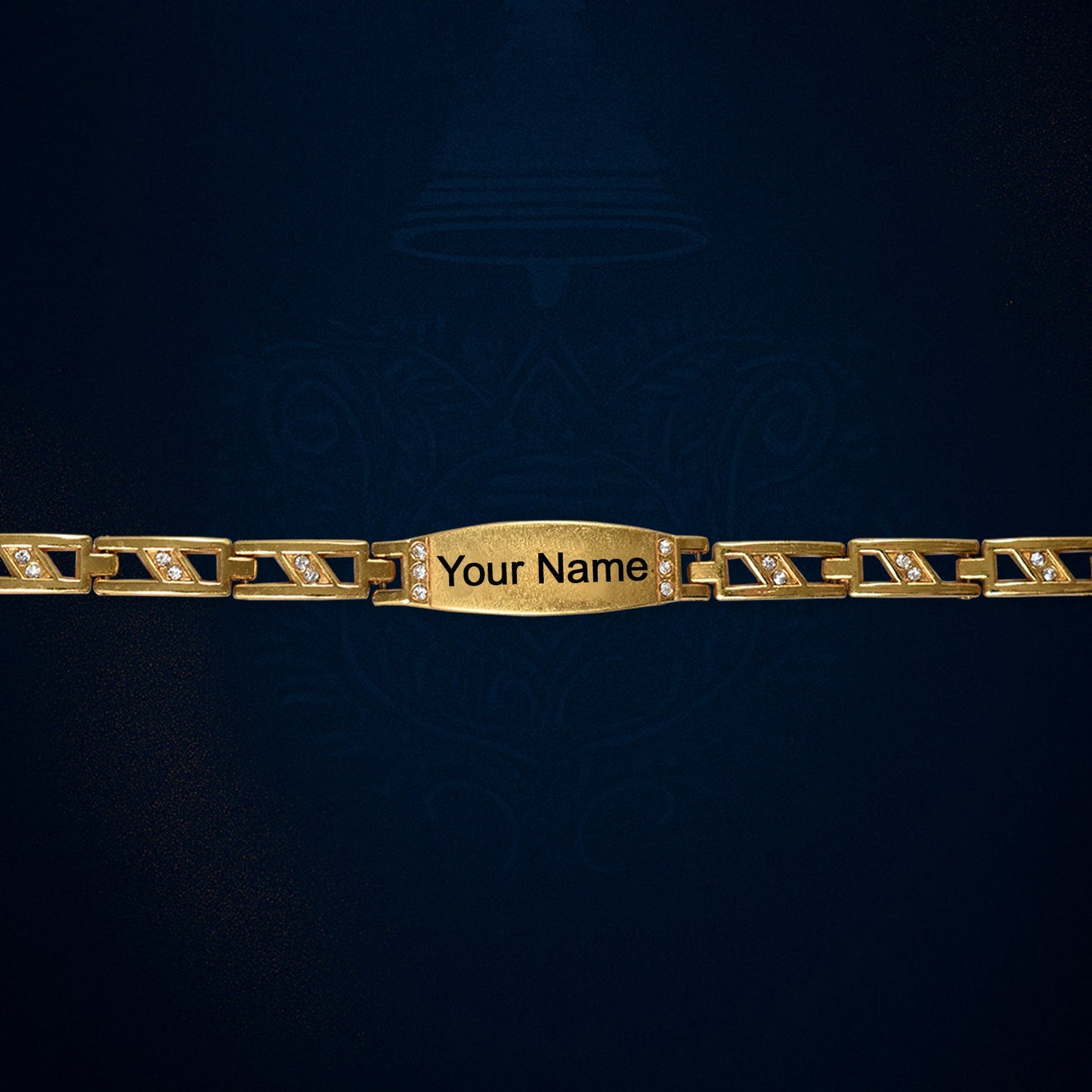 Custom Name Bracelet with Ethnic Band – Personalized   Artificial Gold-Plated Wristwear