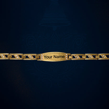 Custom Name Bracelet with Ethnic Band – Personalized   Artificial Gold-Plated Wristwear